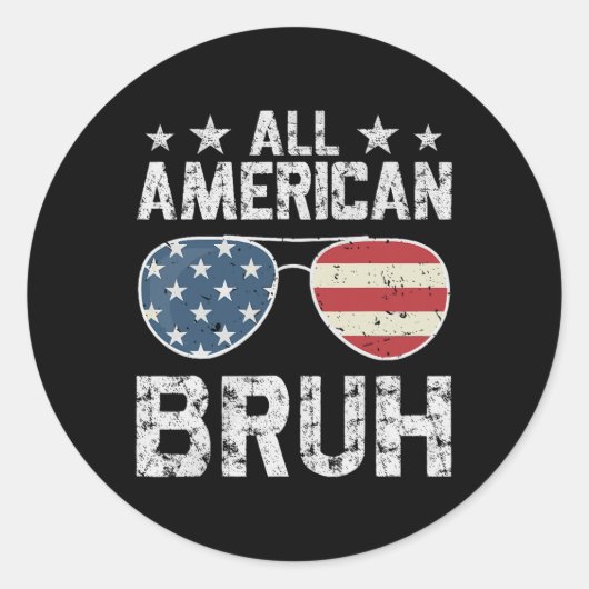 All American Bruh 4. Juli Junge Runder Aufkleber (Vorderseite)