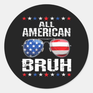 All American Bruh 4. Juli Jungen Patriotisch Usa T Runder Aufkleber