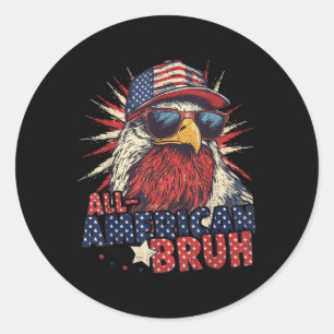 All American Bruh Adler 4. Juli Jungen Patriotisch Runder Aufkleber