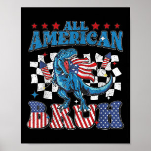 All American Bruh Dinosaur T-Rex Patriotisch 4. Ju Poster
