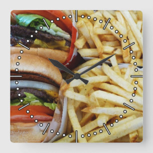 All American Burgers/Fries Time Square Wanduhr