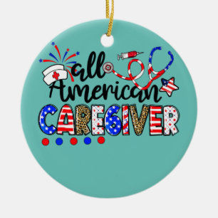 All American Caregiver Unordentlicher Dutt USA-Fla Keramik Ornament