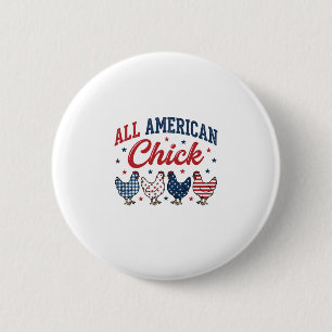 All American Chick Patriotisches Hühner-Shirt Desi Button