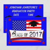 All American Class of 2017 Graduation Invitations Einladung (Vorne/Hinten)