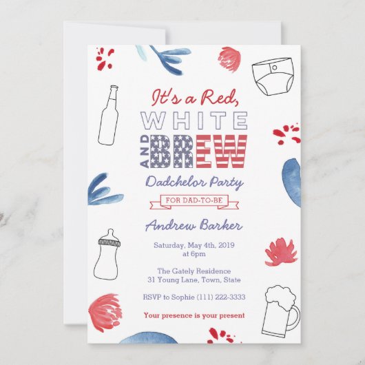 All-American Dadchelor Party oder Daddy Baby Showe Einladung (Vorderseite)