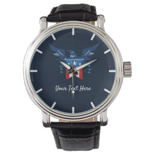 All American Eagle & Flag Patriotic Armbanduhr