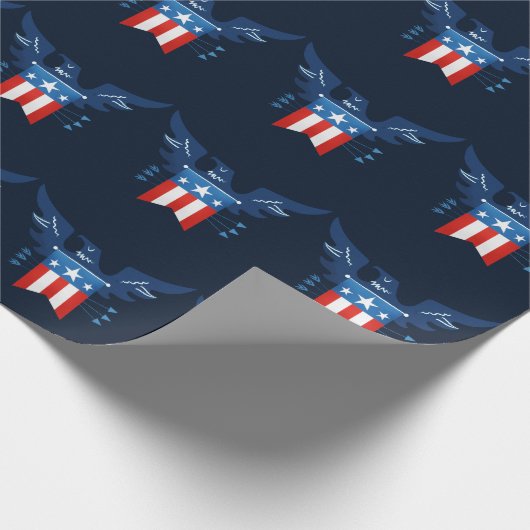 All American Eagle & Flag Patriotic Geschenkpapier (Ecke)