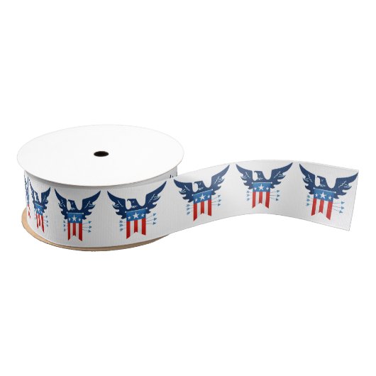 All American Eagle & Flag Patriotic Grosgrain Ribb Ripsband (Spule)