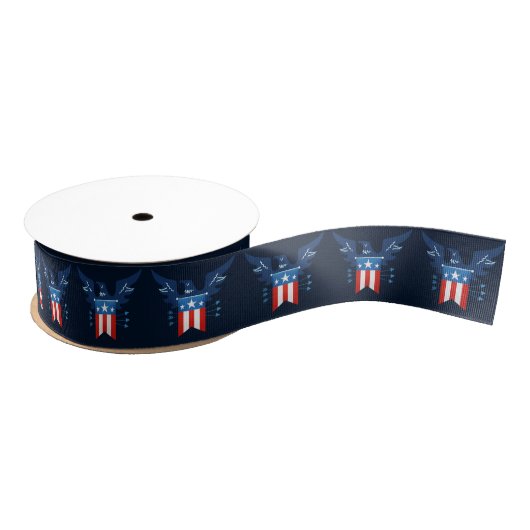 All American Eagle & Flag Patriotic Grosgrain Ribb Ripsband (Spule)