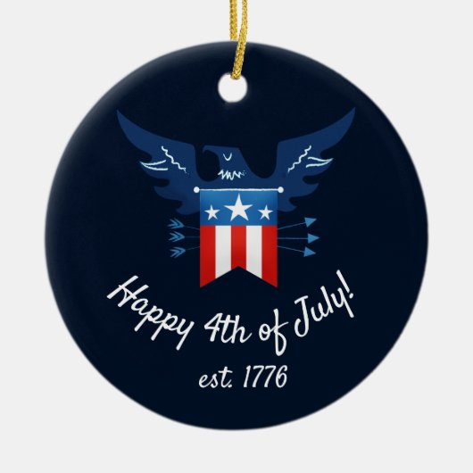 All American Eagle & Flag Patriotic Keramik Ornament (Vorne)