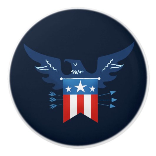 All American Eagle & Flag Patriotic Keramikknauf (Vorderseite)
