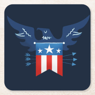 All American Eagle & Flag Patriotic Rechteckiger Pappuntersetzer