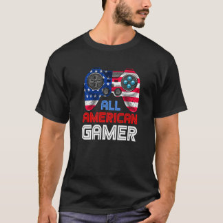 All American Gamer Patriotic Video Games Juli Fou T-Shirt