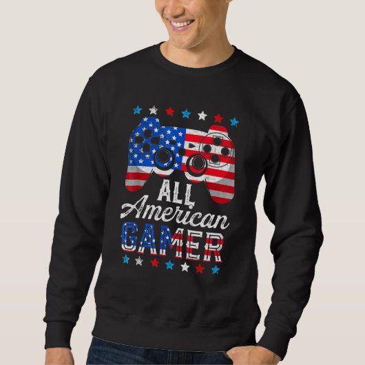 All American Gamer Video Game Flag American 4th of Sweatshirt (Vorderseite)