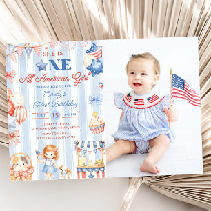 All American Girl 1. Geburtstagsfoto-Einladung Einladung