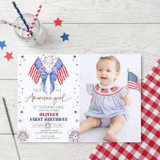 All American Girl 1. Geburtstagsfoto-Einladung Einladung