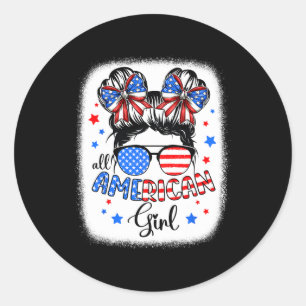 All American Girl 4. Juli Shirt Daughter Messy Runder Aufkleber