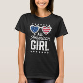 All American Girl 4th Of July Girls Kids Sunglasse T-Shirt (Vorderseite)
