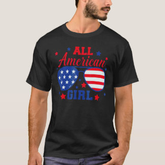 All American Girl 4th Of July Mädchen Kindersonnen T-Shirt