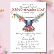 All American Girl Baby Shower Invitation Template