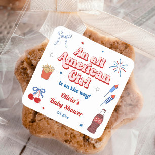 All American Girl Babyparty Quadratischer Aufkleber