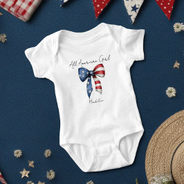All American Girl Coquette Bow Baby Strampler