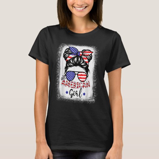 All American Girl gebleicht Patriotic 4. Juli T-Shirt (Vorderseite)