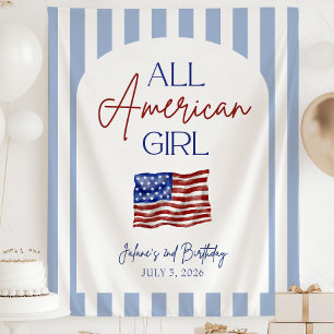 All American Girl Geburtstagsbanner Wandteppich