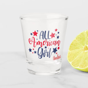 All American Girl Patriotische Sterne Feier Desi Schnapsglas