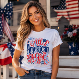 All American Girl Patriotischer Bogen 4. Juli T-Shirt
