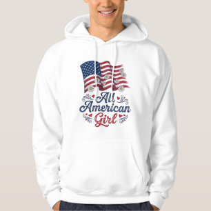 All American Girl Patriotisches Gänseblümchen-Flag Hoodie