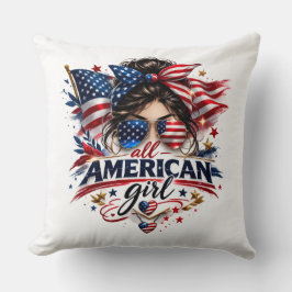 All American Girl – Patriotisches Retro-USA-Flagge Kissen