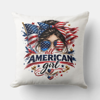 All American Girl – Patriotisches Retro-USA-Flagge Kissen