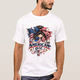 All American Girl – Patriotisches Retro-USA-Flagge T-Shirt