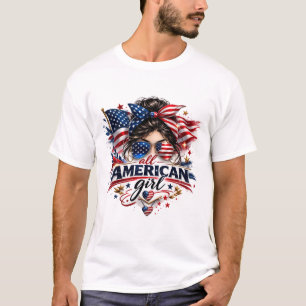All American Girl – Patriotisches Retro-USA-Flagge T-Shirt