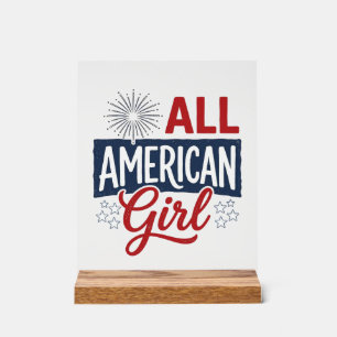All American Girl Patriotisches Vintage-Shirt-Desi Acrylschild