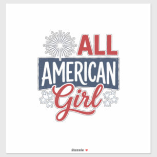 All American Girl Patriotisches Vintage-Shirt-Desi Aufkleber