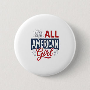 All American Girl Patriotisches Vintage-Shirt-Desi Button