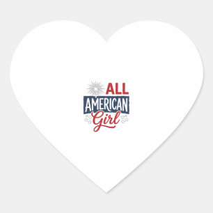 All American Girl Patriotisches Vintage-Shirt-Desi Herz-Aufkleber