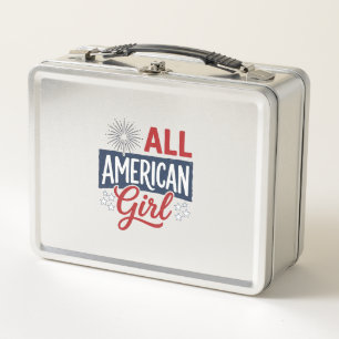 All American Girl Patriotisches Vintage-Shirt-Desi Metall Brotdose