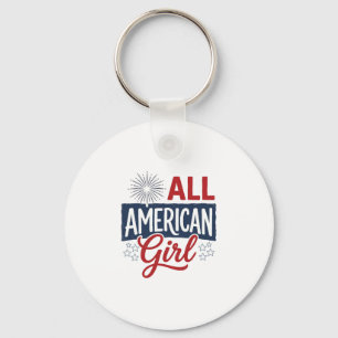All American Girl Patriotisches Vintage-Shirt-Desi Schlüsselanhänger