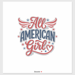All American Girl Patriotisches Vintage-Vektordesi Aufkleber