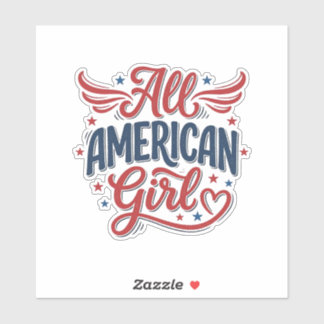 All American Girl Patriotisches Vintage-Vektordesi Aufkleber