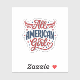 All American Girl Patriotisches Vintage-Vektordesi Aufkleber