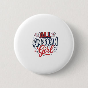 All American Girl Patriotisches Vintage-Vektordesi Button