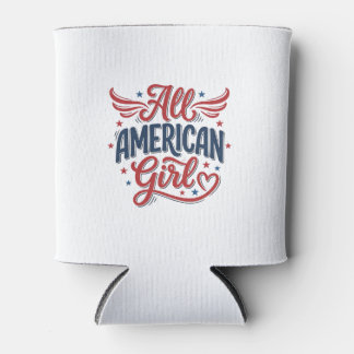 All American Girl Patriotisches Vintage-Vektordesi Dosenkühler