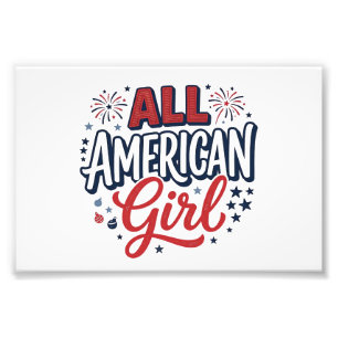 All American Girl Patriotisches Vintage-Vektordesi Fotodruck