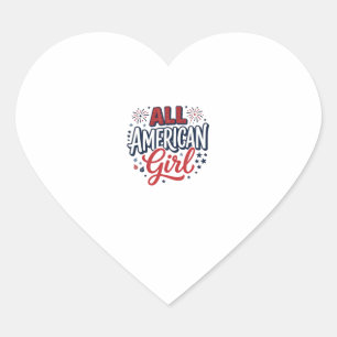 All American Girl Patriotisches Vintage-Vektordesi Herz-Aufkleber