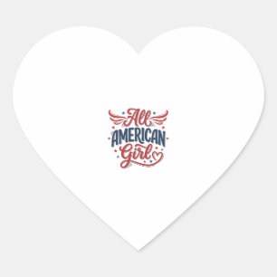 All American Girl Patriotisches Vintage-Vektordesi Herz-Aufkleber