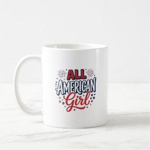 All American Girl Patriotisches Vintage-Vektordesi Kaffeetasse